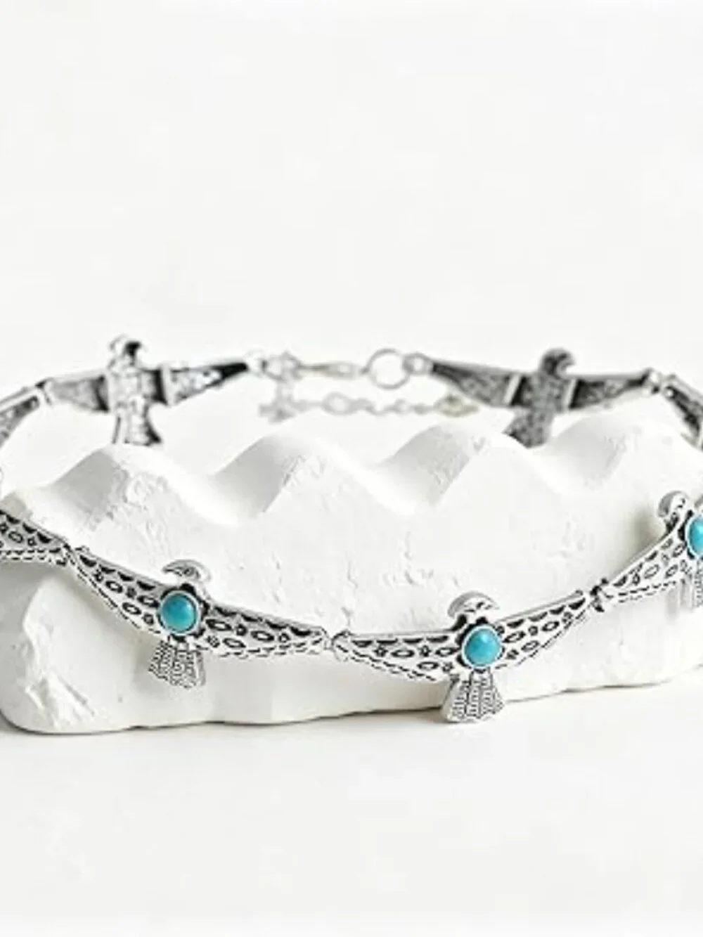 Thunderbird Turquoise Necklace for Women Silver Tone Choker - Picture 4 of 5